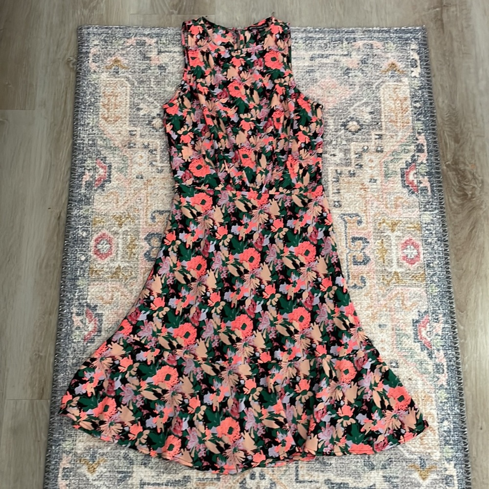 J.Crew Mercantile Neon Floral Flounce Dress - Picture 3 of 6